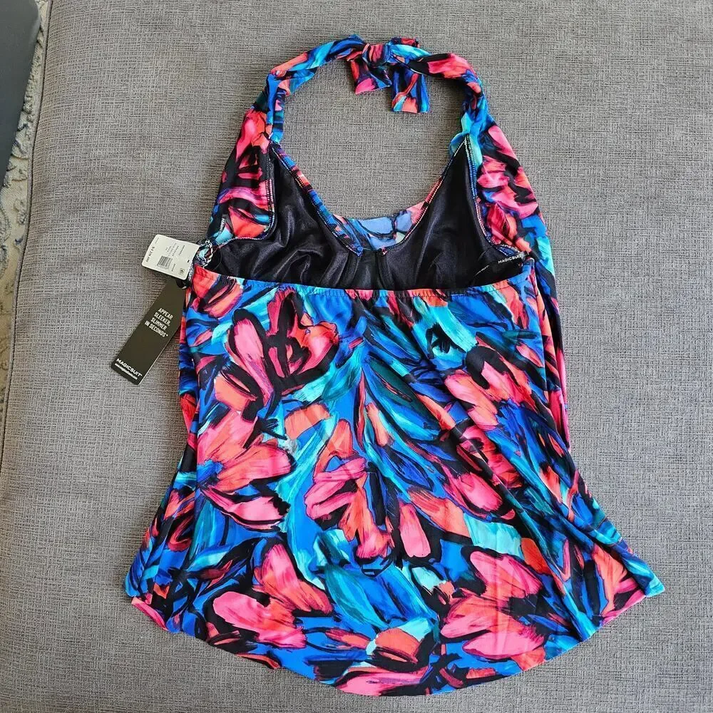 Magicsuit Women's Multi Sophie Cowl Neck High Low Hem Tankini Top Size 10